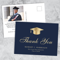 Elegant Gold Grad Cap Foto Abschluss Vielen Dank
