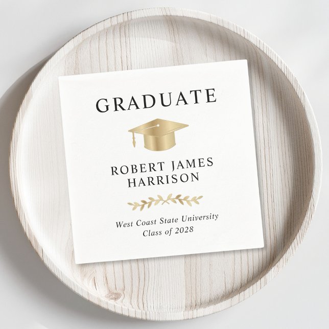 Elegant Gold Grad Graduation Party Serviette (Von Creator hochgeladen)