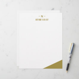 Elegant Gold & Grau Monogramm I Minimalistisch Ele Briefbogen