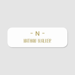 Elegant Gold & Grau Monogramm I Minimalistisch Ele Namensschild