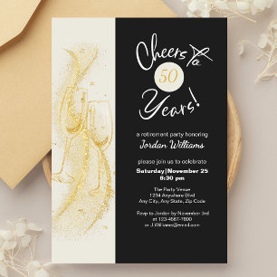 Elegant Gold Gray Cheers bis 50 Jahre Geburtstag Einladung