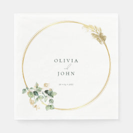 Elegant Gold Green Eucaliptus Wedding Serviette