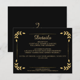 Elegant Gold Greenerity Black Wedding Details Einladung