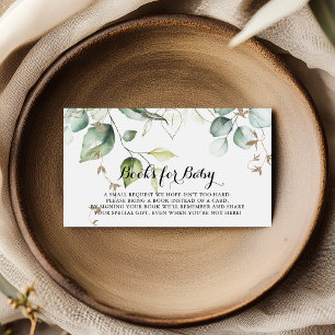 Elegant Gold Greenery Baby Shower Book Request Begleitkarte