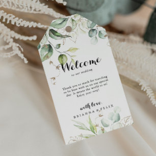 Elegant Gold Greenery Calligraphy Wedding Willkomm Geschenkanhänger