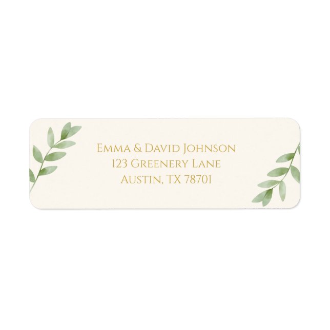 Elegant Gold Greenery Christmas Return Address (Vorne)
