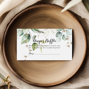 Elegant Gold Greenery Diaper Raffle Ticket Begleitkarte