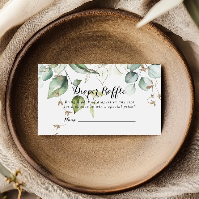 Elegant Gold Greenery Diaper Raffle Ticket Begleitkarte (Von Creator hochgeladen)