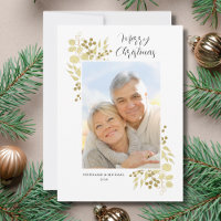 Elegant Gold Greenery Frohe Weihnachten Foto