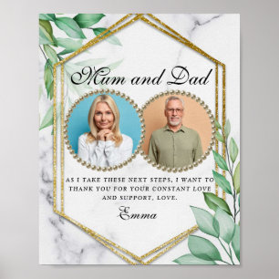 Elegant Gold Greenery Parents of the Bride Gift Poster