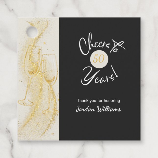 Elegant Gold Grey Cheers to 50 Years Birthday Geschenkanhänger (Vorderseite)