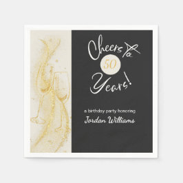 Elegant Gold Grey Cheers to 50 Years Birthday Serviette