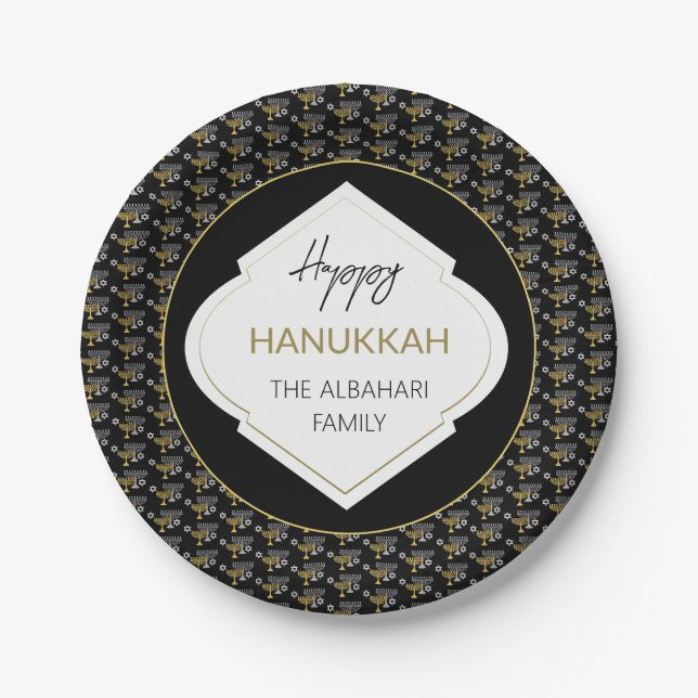 Elegant Gold Hanukkah Holiday Pappteller (Vorderseite)