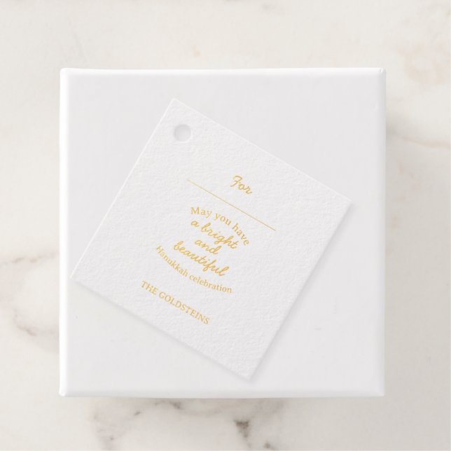 Elegant Gold Happy Hanukkah with Menorah Geschenkanhänger (Mit Box)