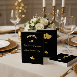 Elegant Gold Heart & Black Gradient Personalized V Einladung