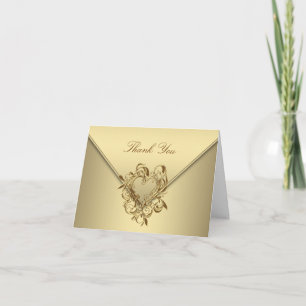 Elegant Gold Heart Thank You Cards Dankeskarte