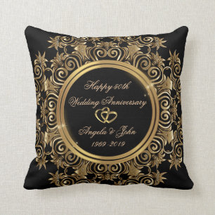 Elegant Gold Hearts 50. Hochzeitstag Kissen