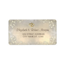 Elegant Gold Hearts Lace Wedding