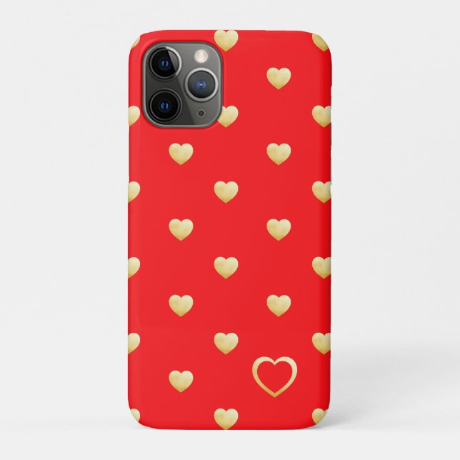 Elegant Gold Hearts on Crimson Red Case-Mate iPhone Hülle (Rückseite)