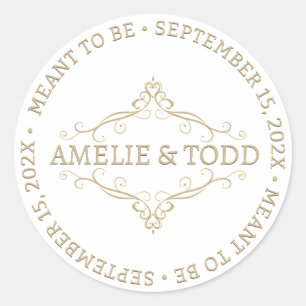 ELEGANT GOLD HERZ FILAGREE WEDD MÖGLICH SEIN RUNDER AUFKLEBER