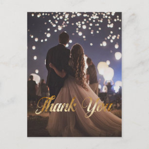 Elegant, Gold, Imitate Foil, Danke, Custom Foto Postkarte