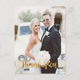 Elegant, Gold, Imitate Foil, Danke, Custom Foto Postkarte