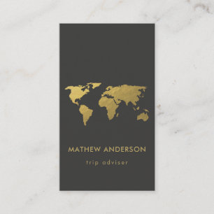 ELEGANT GOLD IMITATE SCHWARZE WELTKARTE PERSONALIS VISITENKARTE