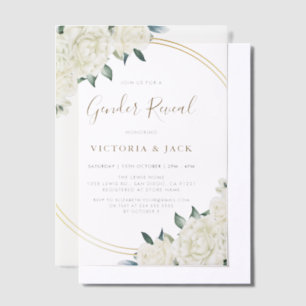 Elegant Gold Ivory Blumengrün Gender Reveal