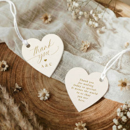 Elegant Gold & Ivory Heart Wedding Thank You Geschenkanhänger