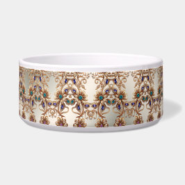 Elegant Gold Jewel Flowers Ceramic Pet Bowl Napf