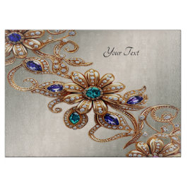 Elegant Gold Jewel Flowers Cutting Board Schneidebrett