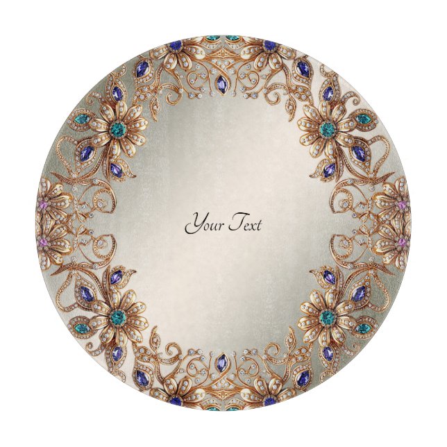 Elegant Gold Jewel Flowers Cutting Board Schneidebrett (Vorderseite)