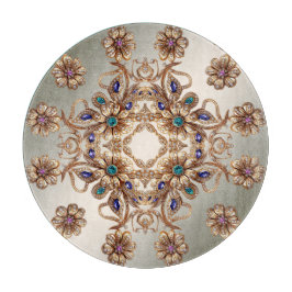 Elegant Gold Jewel Flowers Cutting Board Schneidebrett