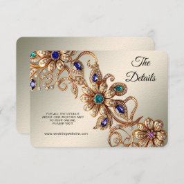 Elegant Gold Jewel Flowers Detail Enclosure Card Begleitkarte
