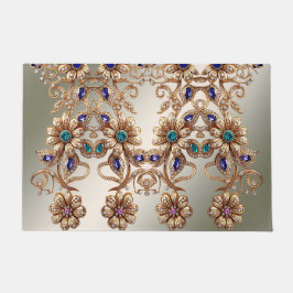 Elegant Gold Jewel Flowers Doormat Fußmatte