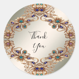 Elegant Gold Jewel Flowers Sticker