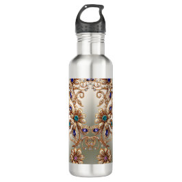 Elegant Gold Jewel Flowers Water Bottle Edelstahlflasche