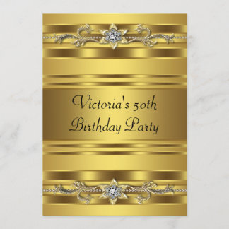 Elegant Gold Jewel Frauen Gold 50. Geburtstag Einladung