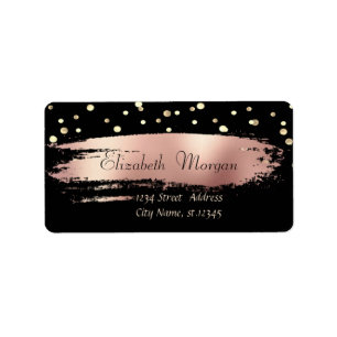 Elegant, Gold Konfetti, Rosen-Gold-Pinselstrich Adressaufkleber