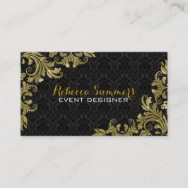 Elegant Gold Lace Black Damasks Visitenkarte