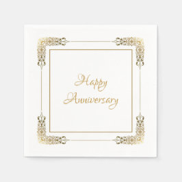 Elegant Gold Lace Happy Jubiläum Napkins Serviette