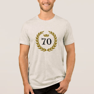 Elegant Gold Laurel Wreath Crown 70. Geburtstag Tri-Blend Shirt