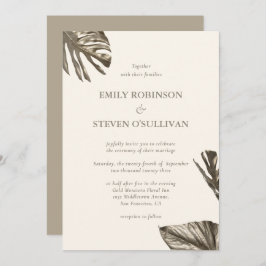 Elegant Gold Leaf Champagne Ivory Wedding Einladung