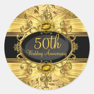 Elegant Gold Leaf & Gem 50-jähriger Sticker
