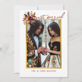 Elegant Gold Leaf Hochzeitfoto Dankeschön Karte