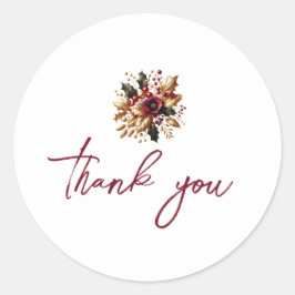 Elegant Gold Leaf Hochzeitfoto Dankeschön Karte Runder Aufkleber