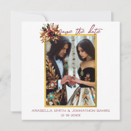 Elegant Gold Leaf Hochzeitsfoto speichern Sie das  Save The Date