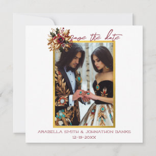 Elegant Gold Leaf Hochzeitsfoto speichern Sie das  Save The Date