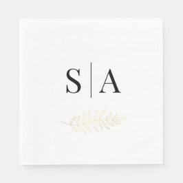 Elegant Gold Leaf Monogram Wedding Serviette