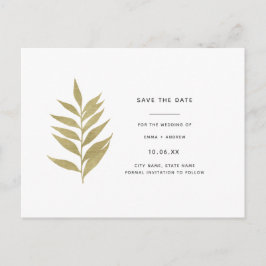 Elegant Gold Leaf Save the Date Einladungspostkarte